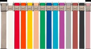 201 Stainless Steel Cut to Length. Color Fast™ Band. Available in 1/2” and 5/8” Widths. 17 Colors Available in Lengths 18” to 30”