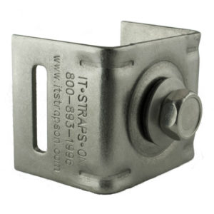 Stainless Steel Bull’s Eye® Sign Mounting Brackets. Straight Leg w/Stainless Steel Bolt & Washer - Strong and durable sign brackets for secure, long-lasting pole and metal sign installations