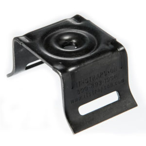 Bull’s Eye® Sign Mounting Brackets Black E Coated Stainless Steel Flared Leg w/no Bolt & Washer - Durable mounting plates designed for secure and stable industrial steel banding installations.