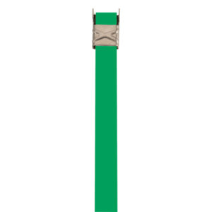 201 Stainless Steel Color Fast™ Band 1/2” in green, available in lengths of 18”, 20”, 24”, 27”, and 30” with a wing seal.