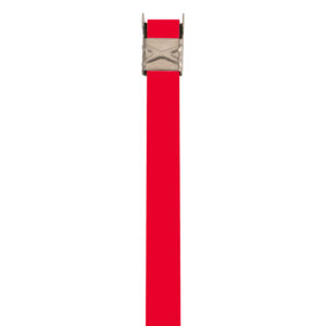 201 Stainless Steel Color Fast™ Band 1/2” in red, available in lengths of 18”, 20”, 24”, 27”, and 30” with a wing seal.