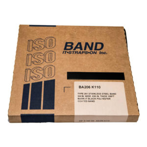 201 Stainless Steel Black Coated Band. 3/4” x .030 x 100’ - #BA206 K110